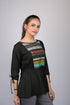 cotton top for women party wear and stylish and trending tops Black Front Patch Work Tunic Style Top (OTL-TPS1097)
